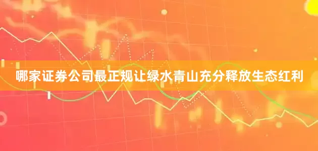 哪家证券公司最正规让绿水青山充分释放生态红利